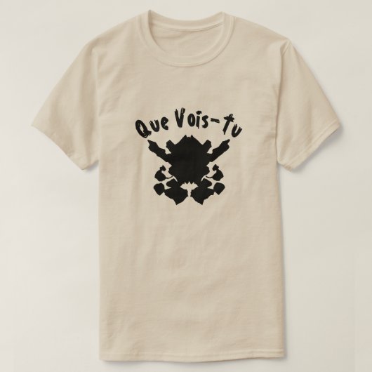 インクブロテスト文字Que Vois-Tu Tシャツ (デザイン正面)