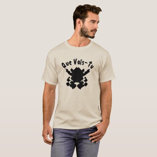 インクブロテスト文字Que Vois-Tu Tシャツ (正面フル)