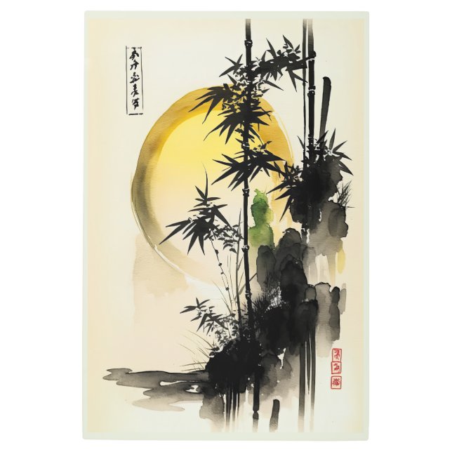 インクブ日本のラシ抽象芸術自然アートNo2 メタルプリント (正面)