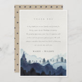 インクブ素朴ルーネイビーパインウッズマウンテン結婚ズ サンキューカード (正面/裏面)