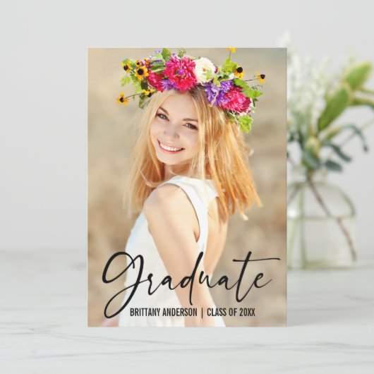 インクペモダンンのスクリプト書道の卒業 案内状 (スタンド正面)