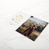 インクペンクリスマスキャロルと写真金ゴールド 箔シーズンカード (回転した状態)