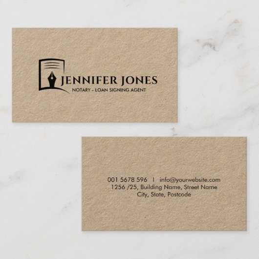 インクペン及び紙公証人プロフェッショナル 名刺 (正面/裏面)