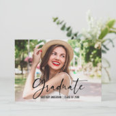 インクペン書道スクリプトフォト卒業 案内状 (スタンド正面)