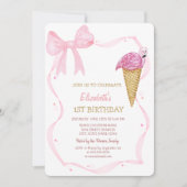 インクボウアイスクリームストライプの誕生日 招待状 (正面)