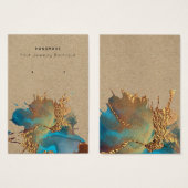 インクモダンスプラッシュブルー金ゴールドイヤリングディスプレイカード (正面&裏面)