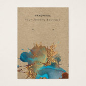 インクモダンスプラッシュブルー金ゴールドイヤリングディスプレイカード (正面)