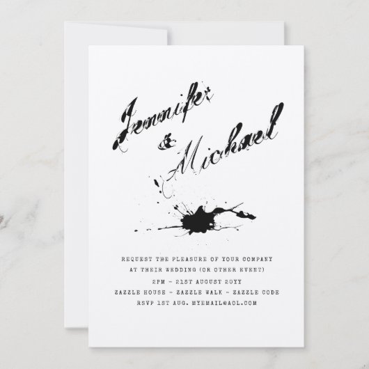 インクモダンタイポグラフィフォトカップル招待状 招待状 (正面)