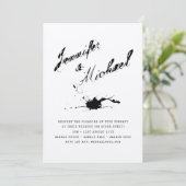 インクモダンタイポグラフィフォトカップル招待状 招待状 (スタンド正面)