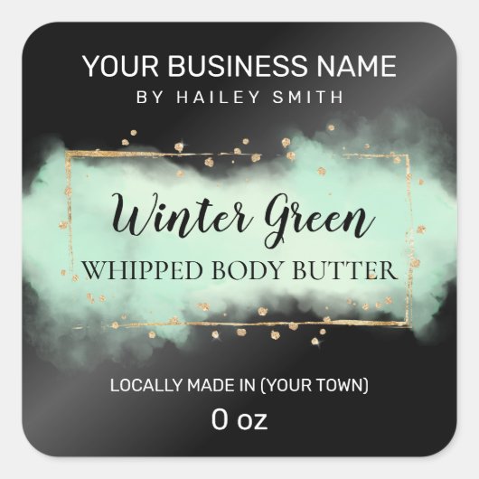 インクモダンターコイズ及びブラックホイップ体バター スクエアシール (正面)