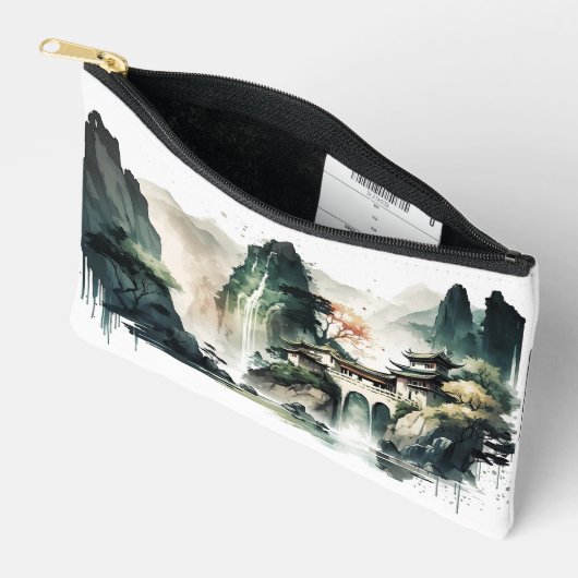 インクランドスケープ中国のマウンテンホームスモール アクセサリーポーチ (見開き)