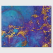 インクリッ絵を描ドブルーアクアネイビーパープル金ゴールド ラッピングペーパー (フラット)