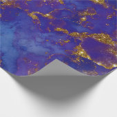 インクリッ絵を描ドブルーアクアネイビーパープル金ゴールド ラッピングペーパー (角)