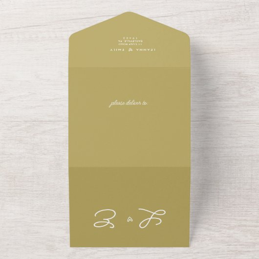 インクルーシブなミニマリストの封印と結婚送信 オールインワン招待状 (外側)