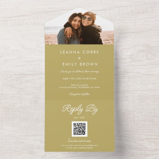 インクルーシブなミニマリストの封印と結婚送信 オールインワン招待状 (内側)