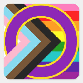 インクルーシブプログレッシブレトロ8プライドフラグシール スクエアシール