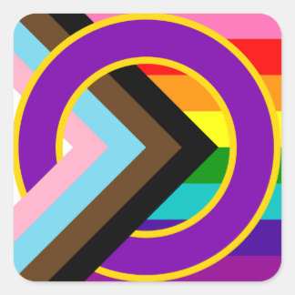 インクルーシブプログレッシブレトロ8プライドフラグシール スクエアシール