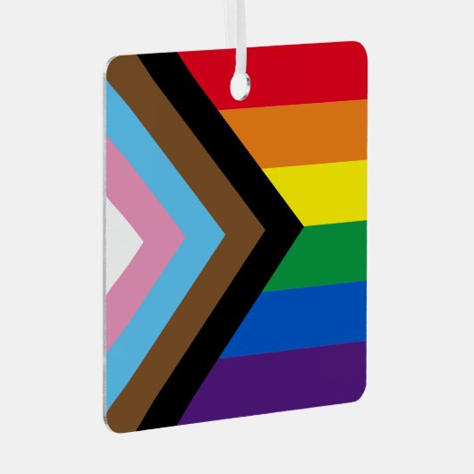 インクルーシブレインボーLGBTQゲイダイバーシティフラグ メタルオーナメント (正面右)