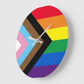 インクルーシブレインボーLGBTQゲイダイバーシティフラグ ラージ壁時計 (傾斜)