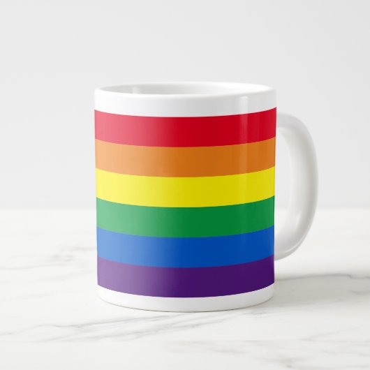 インクルーシブ虹Lgbtqゲイダイバーシティ国旗 ジャンボコーヒーマグカップ (正面右)