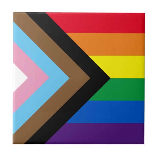 インクルーシブ虹Lgbtqゲイダイバーシティ国旗 タイル (正面)