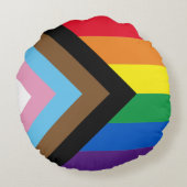 インクルーシブ虹Lgbtqゲイダイバーシティ国旗 ラウンドクッション (裏面)