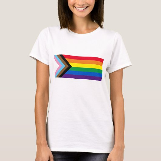 インクルーシブ虹Lgbtqゲイダイバーシティ国旗 Tシャツ (正面)