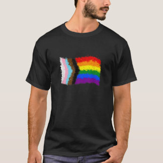 インクルーシブ進行プライドフラグゲイプライドLGBTQ雨 Tシャツ