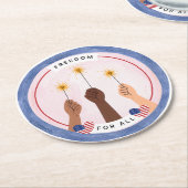 インクルーシブ7月4日 – すべての自由 ラウンドペーパーコースター (アングル)