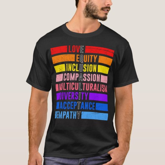 インクルージョンの平等の親切の受け入れ多様性 Tシャツ (正面)