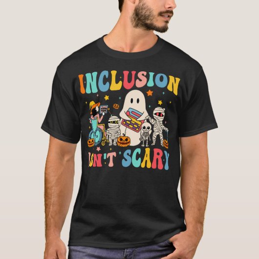 インクルージョンは怖くない先生スケルトン幽霊かわいい Tシャツ (正面)