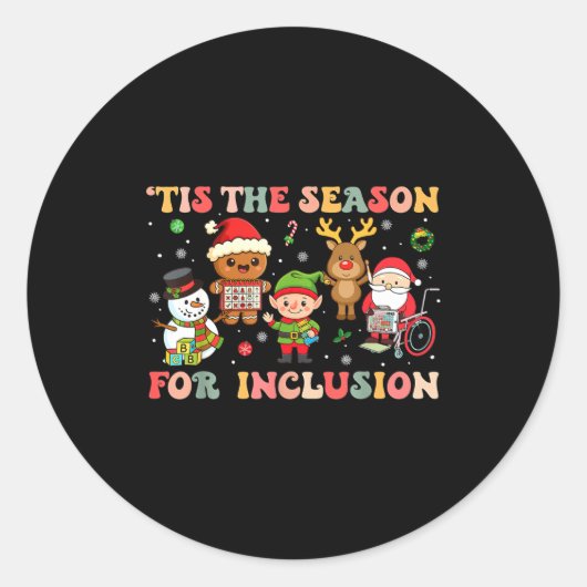 インクルージョン クリスマス  スペッド 教師の季節です ラウンドシール (正面)