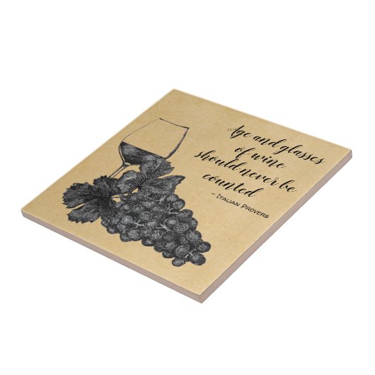 インクワイングラスのブドウの古いペーパー背景 タイル (側面)