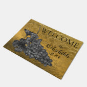 インクワイングラスブドウ金ゴールド背景 ドアマット (アングル)