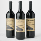 インクワイングラス葡萄の古い紙背景 ワインラベル (ボトル)