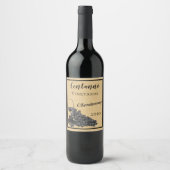 インクワイングラス葡萄の古い紙背景 ワインラベル (正面)