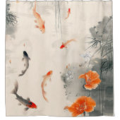 インク中国のの絵画金魚のシャワーカーテン シャワーカーテン (正面)