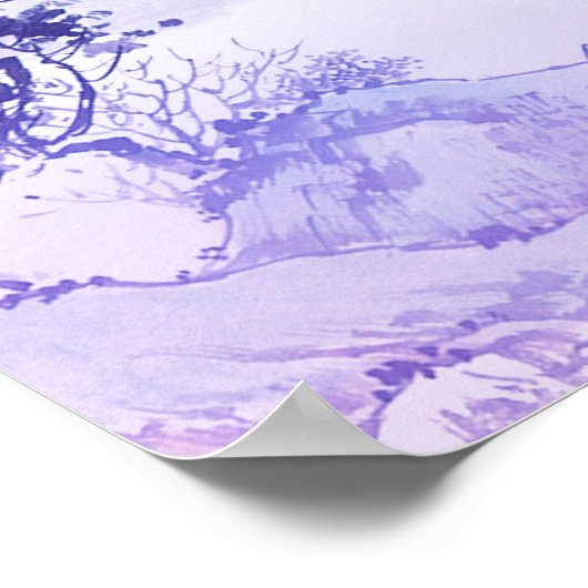 インク中国のスタイル絵画の自然の風景 ポスター (角)