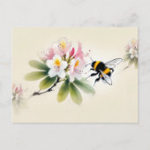 インク中国の(昆虫)マルハナバチオンラドデンドロン ポストカード (正面)