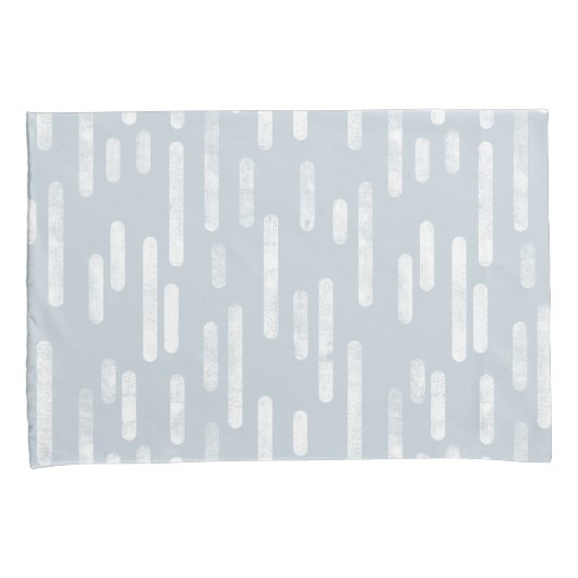 インク丸い線のパターン | ほこりっぽい青と白 枕カバー (正面右)