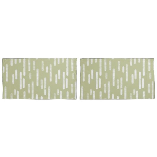 インク丸い線のパターン | ピスト淡い色のラチオ/白 枕カバー (正面-セット)