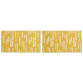 インク丸い線のパターン |マスタードイエロー/ホワイト 枕カバー