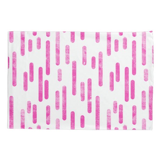 インク丸い線のパターン | 明るいピンクと白 枕カバー (裏面-左)