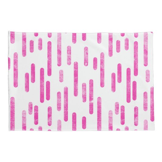 インク丸い線のパターン | 明るいピンクと白 枕カバー (裏面-右)