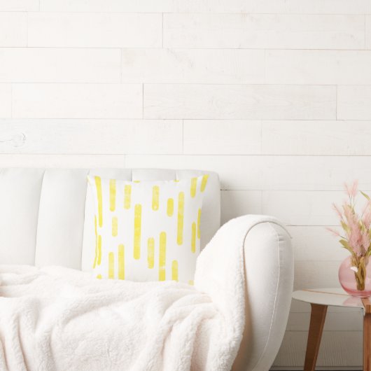インク丸い線のパターン |明るい黄色/白 クッション (ソファ)