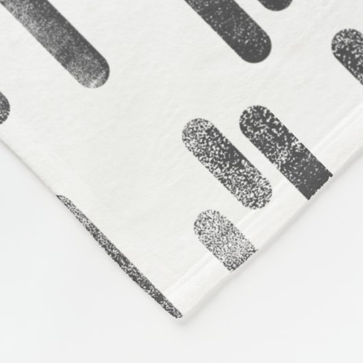 インク丸い線のパターン |白のグラファイト フリースブランケット (角)