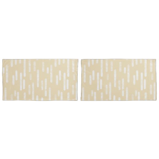 インク丸い線のパターン | 黄淡い色の色と白 枕カバー (正面-セット)