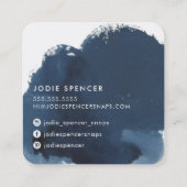 インク付きロゴエレガントイニシャル濃い青色インク スクエア名刺 (裏面)