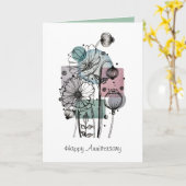 インク入りケシ類落書き及び水彩カード カード (黄色い花)