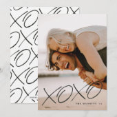 インク入りXOXOオーバーレイ バレンタインデーカード - ブラック 招待状 (正面/裏面)